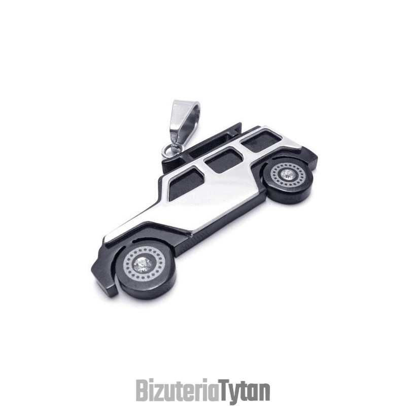 Męski Czarny Srebrny Naszyjnik Z Czystego Tytanu Jeep Męski Czarny Srebrny Naszyjnik Z Czystego Tytanu Jeep