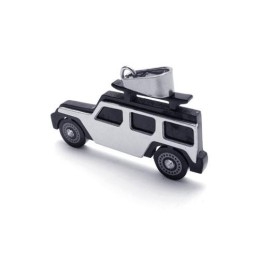 Męski Czarny Srebrny Naszyjnik Z Czystego Tytanu Jeep