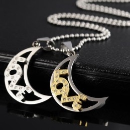 Love The Moon Kochankowie Tytanowe Naszyjniki Wisiorki