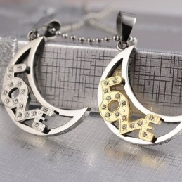 Love The Moon Kochankowie Tytanowe Naszyjniki Wisiorki