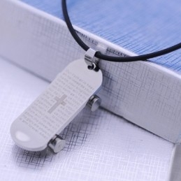 Modny Prezent Snowboard Bible Titanium Naszyjnik Wisiorek