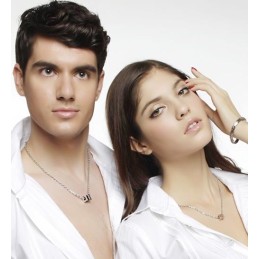 Naszyjnik Z Wisiorkiem Fashion Love Forever Titanium (Czarny)