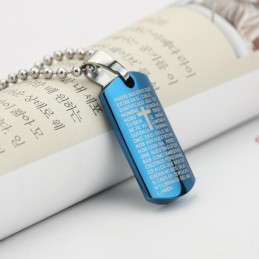Mężczyzna Sky Blue Cross Bible Titanium Steel Pendant Necklace Gift