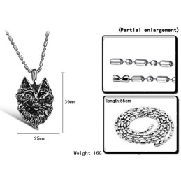 Kompletny W Specyfikacji Męski Naszyjnik Z Totemem Wilka Z Tytanu