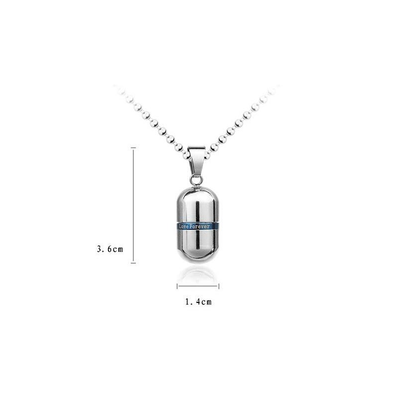 Naszyjnik Z Wisiorkiem W Kształcie Pigułki Love Forever Silver Pure Titanium Naszyjnik Z Wisiorkiem W Kształcie Pigułki Love Forever Silver Pure Titanium