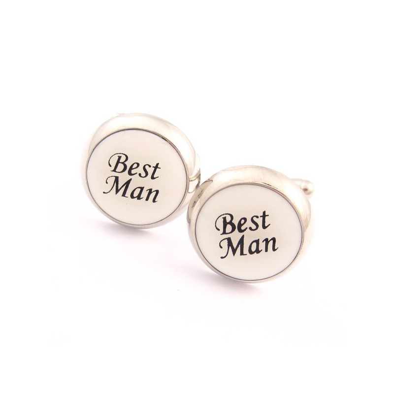 Spinki Do Mankietów Best Man Titanium I Black Ip Plated Round Spinki Do Mankietów Best Man Titanium I Black Ip Plated Round