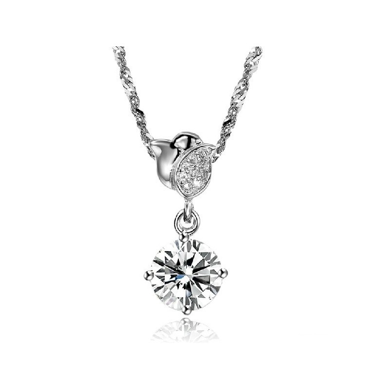 Królowa Jakości Kobiecy Naszyjnik W Kształcie Róży Platinum Platinum Titanium Z Kryształkami Królowa Jakości Kobiecy Naszyjnik W Kształcie Róży Platinum Platinum Titanium Z Kryształkami