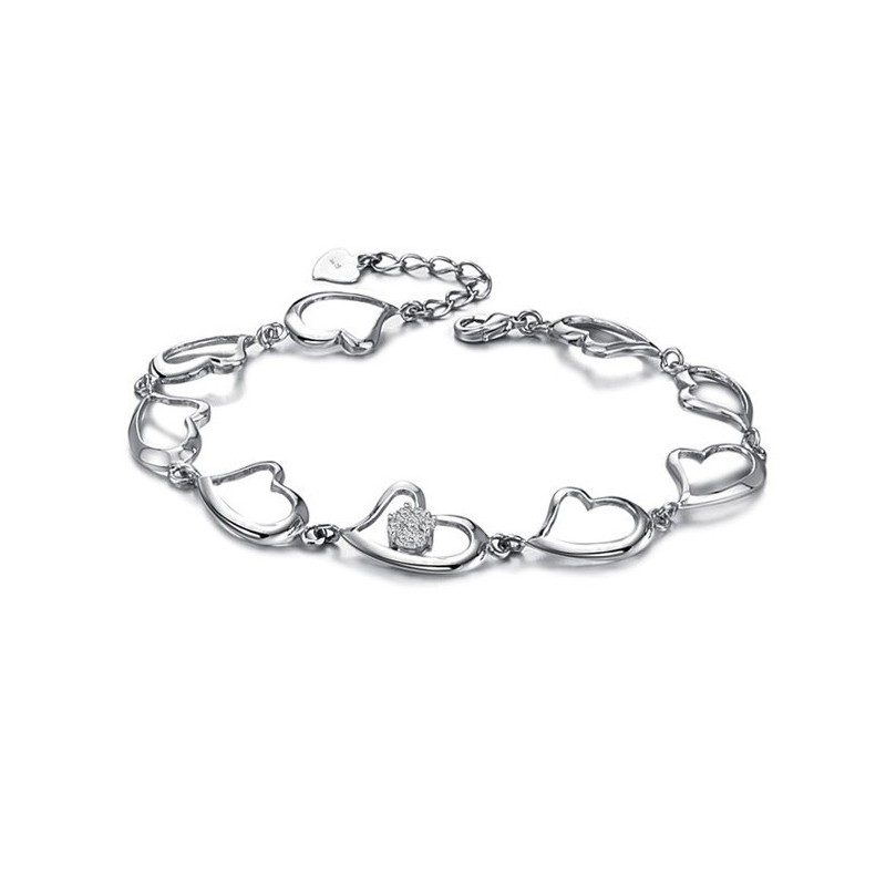 Jakość I Ilość Gwarantowana Bransoletka Damska Sweetheart Platinum Plating Titanium Z Diamentami Jakość I Ilość Gwarantowana Bransoletka Damska Sweetheart Platinum Plating Titanium Z Diamentami