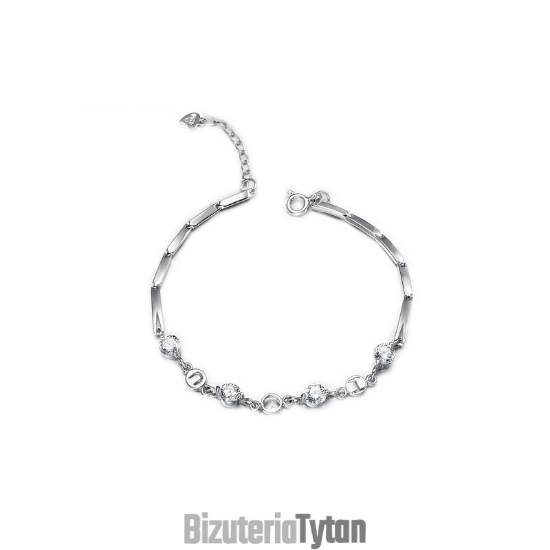 Królowa Jakości Bransoletka Damska Platinum Platinum Titanium Z Kryształkami Królowa Jakości Bransoletka Damska Platinum Platinum Titanium Z Kryształkami