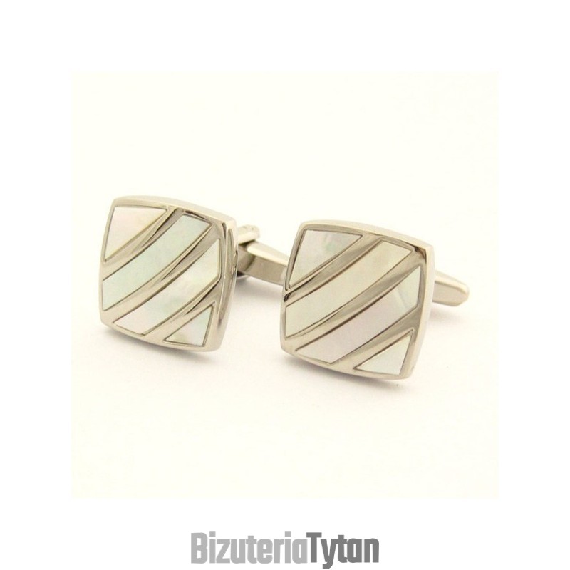 Spinki Do Mankietów Z Tytanu W Kolorze Kości Słoniowej Z Diagonalnym Paskiem Elegance Shell Spinki Do Mankietów Z Tytanu W Kolorze Kości Słoniowej Z Diagonalnym Paskiem Elegance Shell