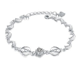 Niezawodna Jakość Bransoletka Damska W Kształcie Delfina Platinum Platinum Titanium Z Diamentami