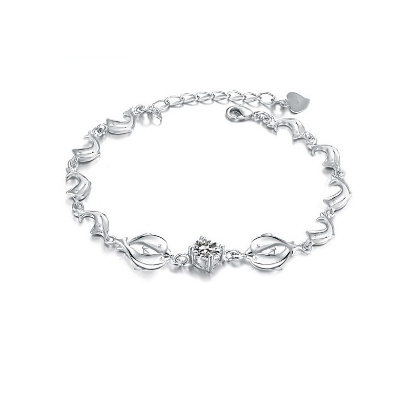 Niezawodna Jakość Bransoletka Damska W Kształcie Delfina Platinum Platinum Titanium Z Diamentami Niezawodna Jakość Bransoletka Damska W Kształcie Delfina Platinum Platinum Titanium Z Diamentami
