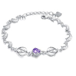 Niezawodna Jakość Bransoletka Damska W Kształcie Delfina Platinum Platinum Titanium Z Diamentami
