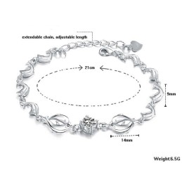 Niezawodna Jakość Bransoletka Damska W Kształcie Delfina Platinum Platinum Titanium Z Diamentami