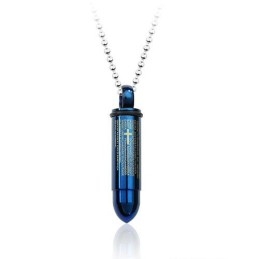 Cool Blue Męski Tytanowy Wisiorek Bullet - Darmowy Łańcuszek