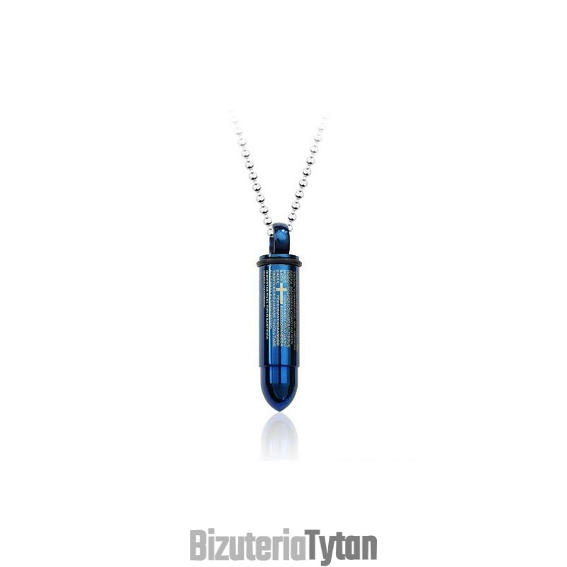 Cool Blue Męski Tytanowy Wisiorek Bullet - Darmowy Łańcuszek Cool Blue Męski Tytanowy Wisiorek Bullet - Darmowy Łańcuszek