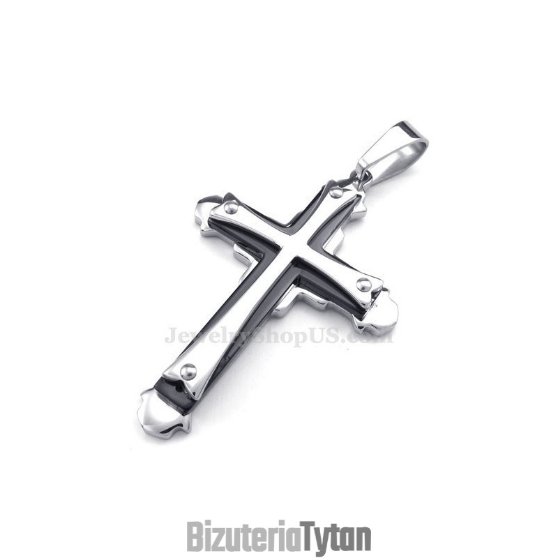 Naszyjnik Z Krzyżem Z Tytanu W Trzech Poziomach (Łańcuszek Gratis) Naszyjnik Z Krzyżem Z Tytanu W Trzech Poziomach (Łańcuszek Gratis)