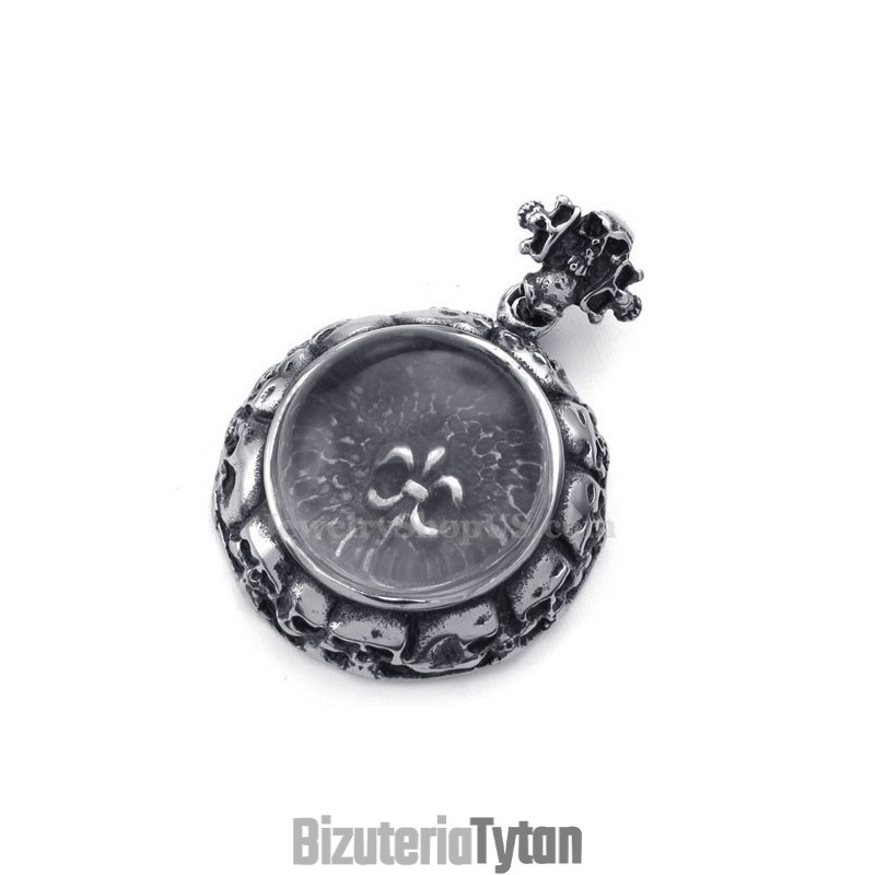 Naszyjnik Z Krzyżem Z Tytanu Zdobiony Czaszką (Łańcuszek Gratis) Naszyjnik Z Krzyżem Z Tytanu Zdobiony Czaszką (Łańcuszek Gratis)
