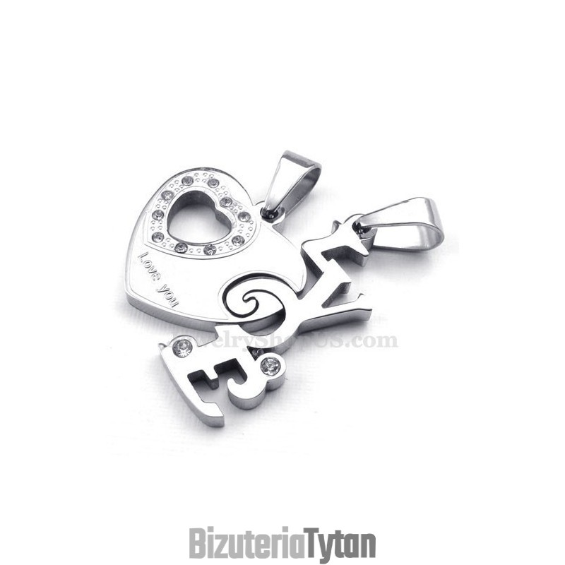 Charming Hearts Titanium Couples Pendant Necklace (Darmowy Łańcuszek)(Jedna Para)