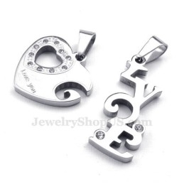 Charming Hearts Titanium Couples Pendant Necklace (Darmowy Łańcuszek)(Jedna Para)