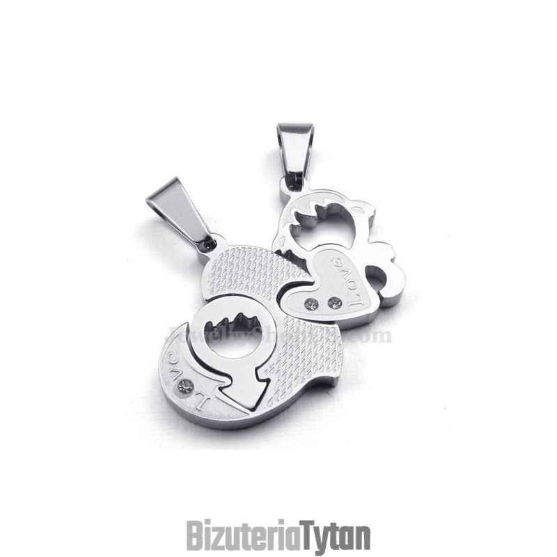 Naszyjnik Z Tytanu Z Dwoma Sercami (Łańcuszek Gratis) (Jedna Para) Naszyjnik Z Tytanu Z Dwoma Sercami (Łańcuszek Gratis) (Jedna Para)
