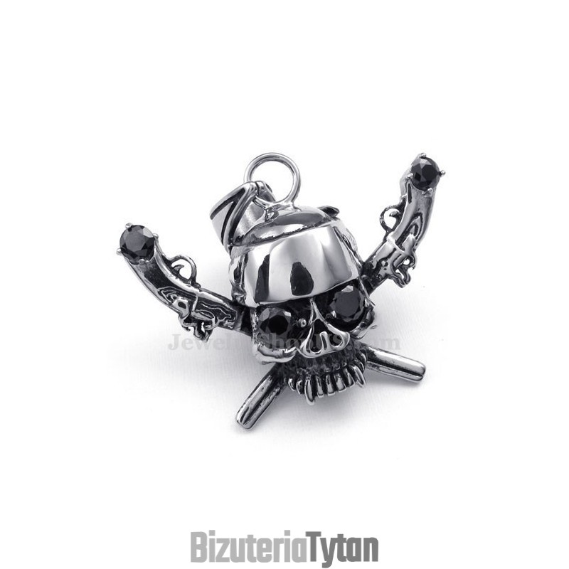 Wykwintny Naszyjnik Z Tytanową Czaszką Pirata (Darmowy Łańcuszek) Wykwintny Naszyjnik Z Tytanową Czaszką Pirata (Darmowy Łańcuszek)