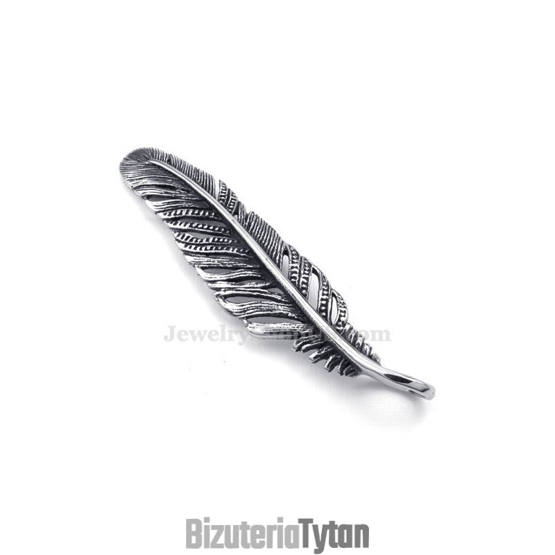 Naszyjnik Z Piórkiem Z Tytanu (Łańcuszek Gratis) Naszyjnik Z Piórkiem Z Tytanu (Łańcuszek Gratis)
