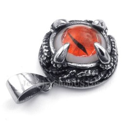 Naszyjnik Z Wisiorkiem Red Cats Eye Z Tytanu (Łańcuszek Gratis)