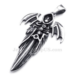Wykwintny Naszyjnik Z Wisiorkiem Grim Reaper Wykonany Z Tytanu (Łańcuszek Gratis)