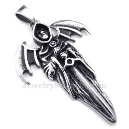 Wykwintny Naszyjnik Z Wisiorkiem Grim Reaper Wykonany Z Tytanu (Łańcuszek Gratis)
