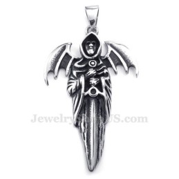 Wykwintny Naszyjnik Z Wisiorkiem Grim Reaper Wykonany Z Tytanu (Łańcuszek Gratis)