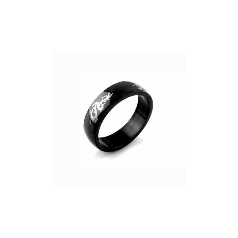 Pierścień Dragon Mens 6Mm Black Titanium