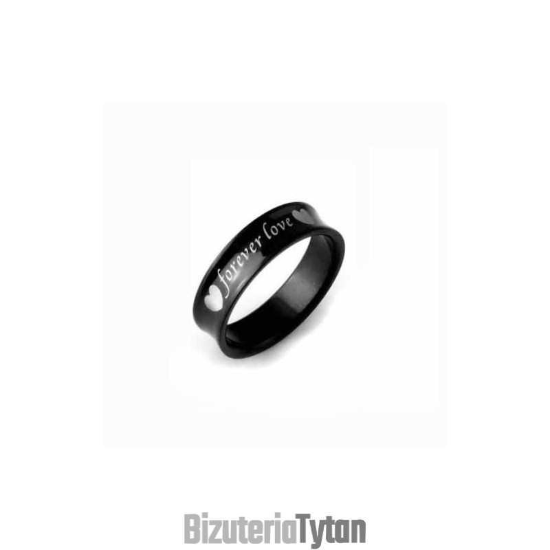 Pierścień Forever Love Mens 6Mm Black Titanium