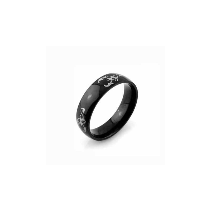 Pierścień Męski Scorpion King 6 Mm Z Czarnego Tytanu
