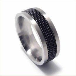 Pierścień Męski Meshed 7 Mm Z Czarnego Tytanu