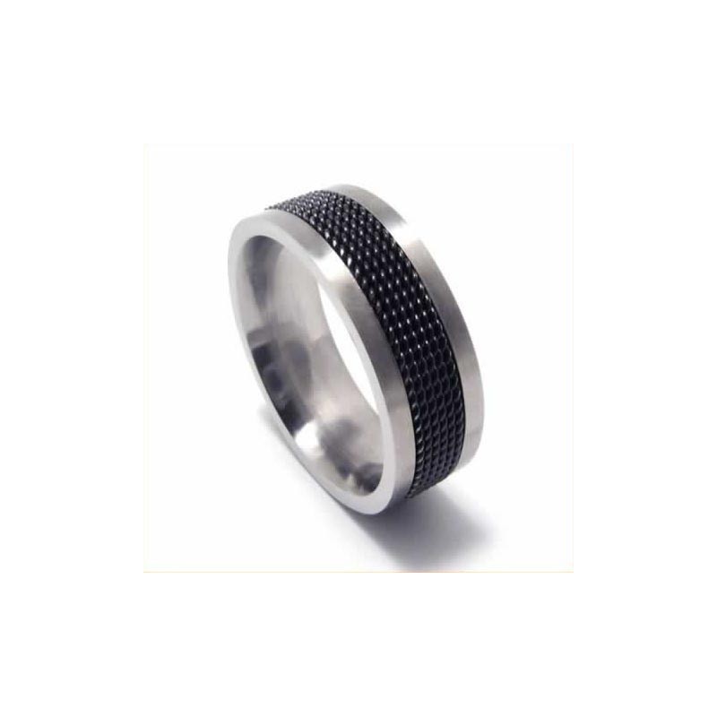 Pierścień Męski Meshed 7 Mm Z Czarnego Tytanu Pierścień Męski Meshed 7 Mm Z Czarnego Tytanu