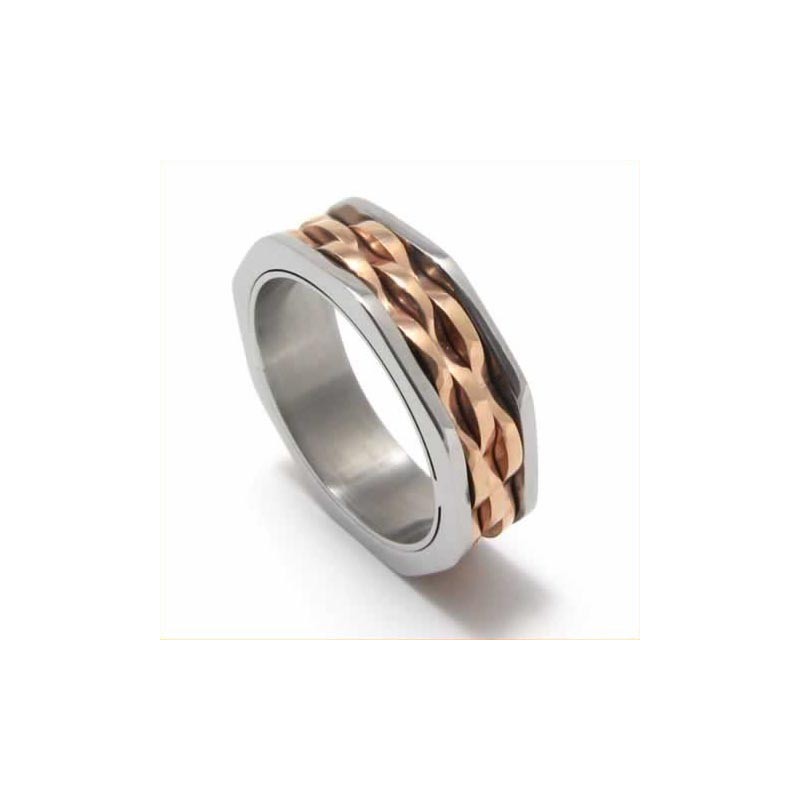 Pierścień Unisex Waves 7 Mm Z Tytanu I Złota