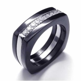 8 Mm Diamentowy Pierścionek Unisex Z Czarnego Tytanu