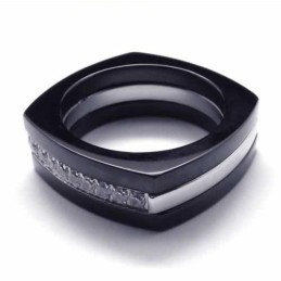 8 Mm Diamentowy Pierścionek Unisex Z Czarnego Tytanu