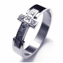 8 Mm Krzyż Diamentowy Pierścień Unisex Tytanowy