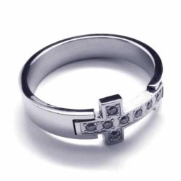 8 Mm Krzyż Diamentowy Pierścień Unisex Tytanowy