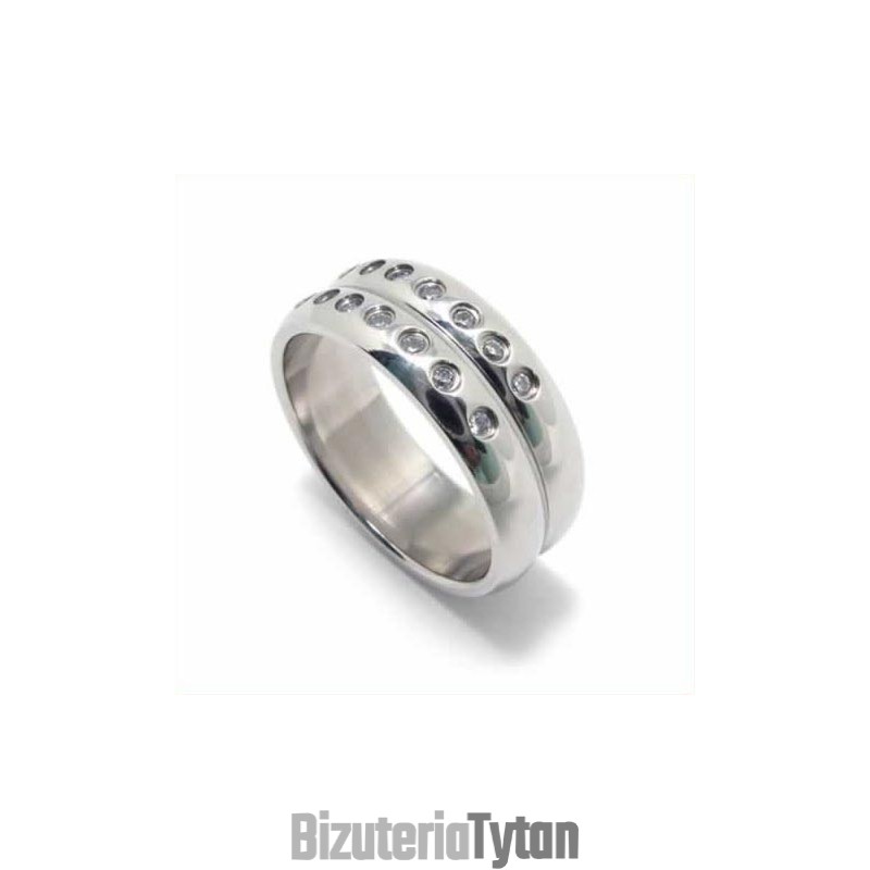 Pierścionek Court Band Z Diamentami 8 Mm Z Tytanu Inkrustowanego Pierścionek Court Band Z Diamentami 8 Mm Z Tytanu Inkrustowanego