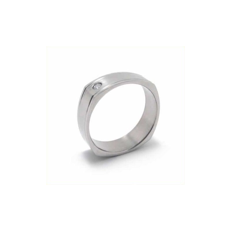 Pierścionek Court Band Z Diamentami 6 Mm Z Tytanu Inkrustowanego Pierścionek Court Band Z Diamentami 6 Mm Z Tytanu Inkrustowanego