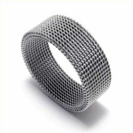 Pierścień Z Siatki Unisex 8 Mm Z Tytanu