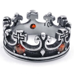 Pierścień Z Tytanu Imperial Crown Z Czerwoną Cyrkonią