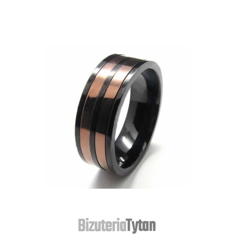 8 Mm Tytanowy Pierścionek Z Dwoma Kółkami Intarsjowany Court Band
