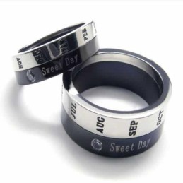Pierścionek Sweet Day Court Band O Średnicy 8 Mm Z Diamentami I Tytanową Intarsją