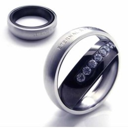 Pierścionek Z Diamentami Eternal & Forever 6 Mm Z Tytanu Z Intarsją Court Band