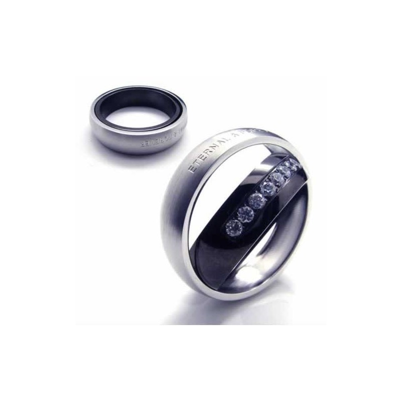 Pierścionek Z Diamentami Eternal & Forever 6 Mm Z Tytanu Z Intarsją Court Band