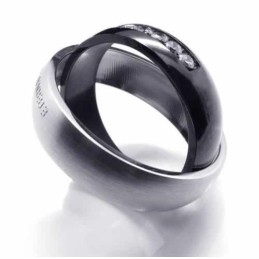 Pierścionek Z Diamentami Eternal & Forever 6 Mm Z Tytanu Z Intarsją Court Band